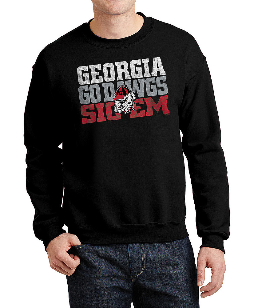 Georgia Bulldogs Crewneck Sweatshirt Arch Black P0005488