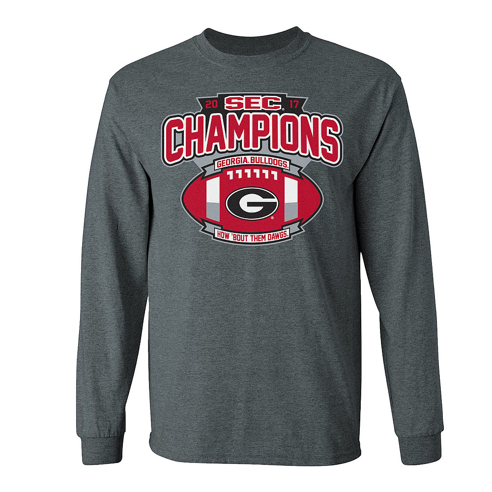Georgia Bulldogs SEC Champs Long Sleeve TShirt 2017 Charcoal Football P0010200