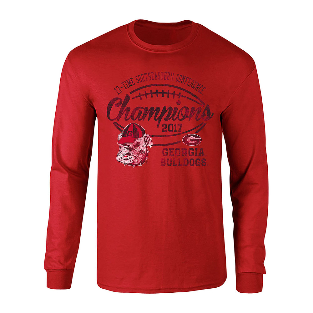 Georgia Bulldogs SEC Champs Long Sleeve Tshirt 2017 Red Vintage P0010205