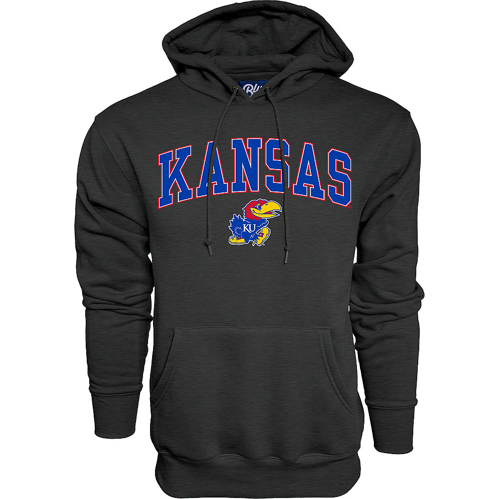 Kansas Jayhawks Hooded Sweatshirt Varsity Charcoal Arch Over APC02986200*