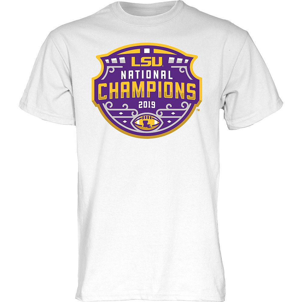 LSU Tigers National Championship Champs Tshirt 2019 - 2020 Official Logo White