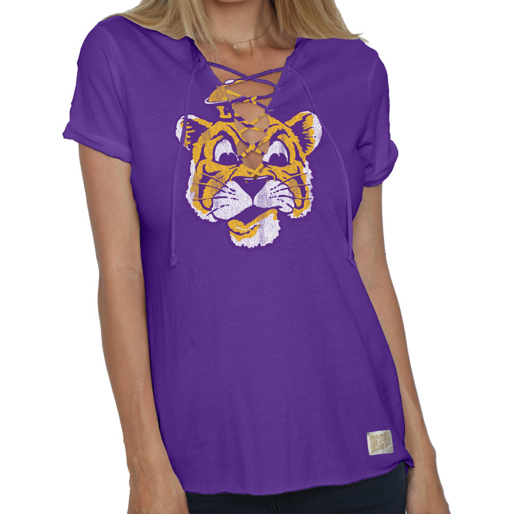 LSU Tigers Womens Lace Up TShirt RB2001_CLSU049V_PUR