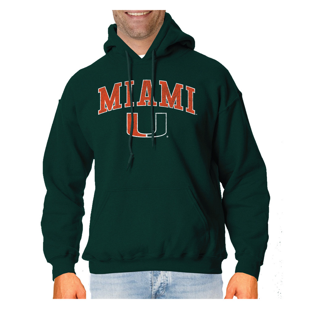 Miami Hurricanes Vintage Hooded Sweatshirt Green Victory MIAV1412A ...