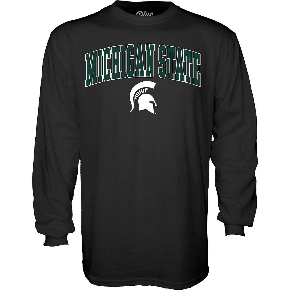 Michigan State Spartans Long Sleeve Tshirt Varsity Black Arch Over ...