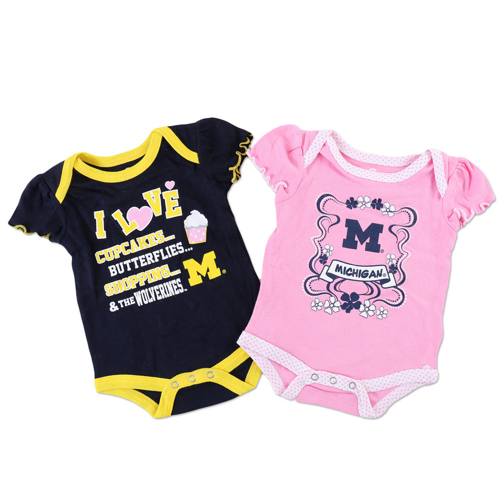 Michigan Wolverines Girls Baby Clothes 2 Pack Onesies 42cdn