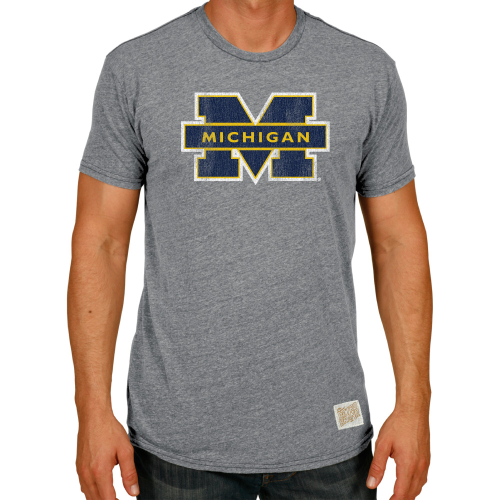 Michigan Wolverines Retro TriBlend Tshirt Gray RB120_CMIC100A_STG