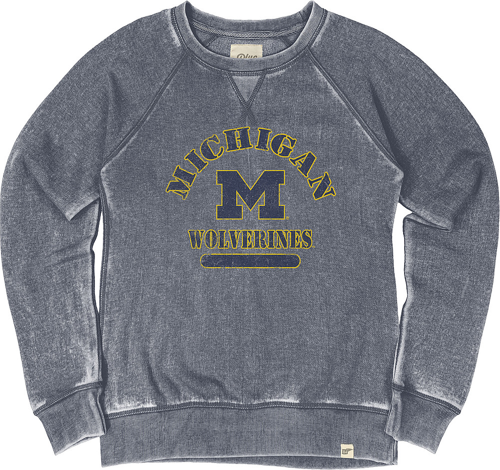 Michigan Wolverines Womens Burnout Crewneck Sweatshirt Vintage S7K9 ...