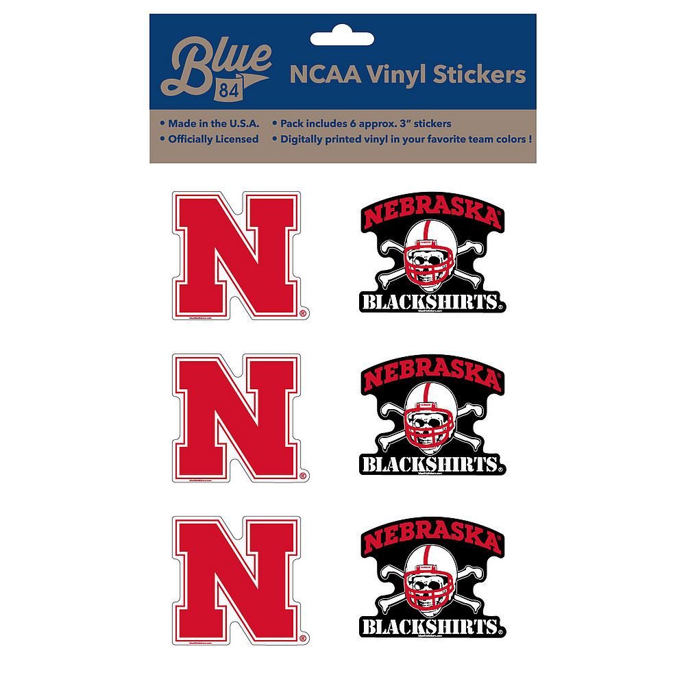 Nebraska Cornhuskers 3 Vinyl Decal 6 Pack
