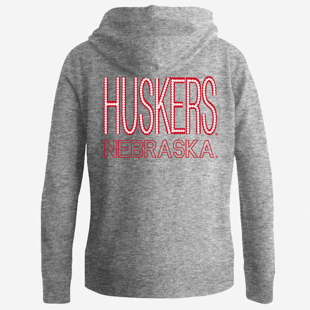Nebraska Cornhuskers Women's Full Zip Hooded Sweatshirt Captain Gray NEBFZ553