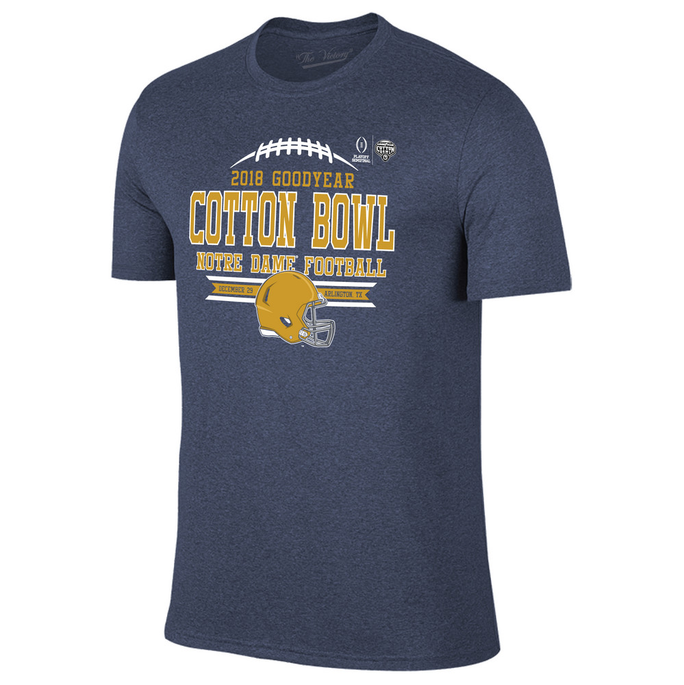 Notre Dame Fighting Irish Cotton Bowl Tshirt 2018 Laces Navy VNO9291A
