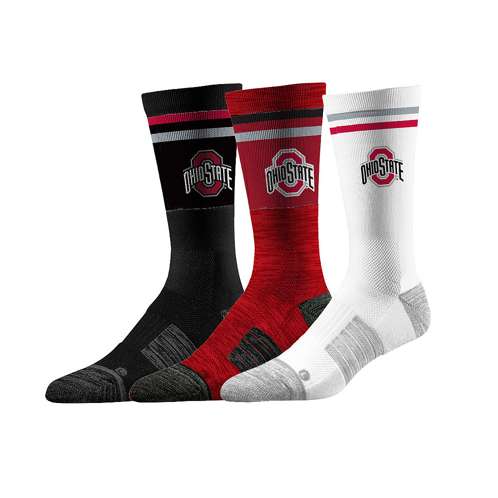 Ohio State Buckeyes Socks 3-Pack Retro Stripe