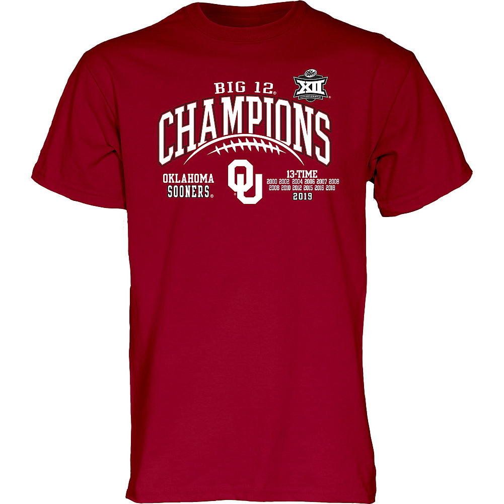 Oklahoma Sooners Big 12 Champs Tshirt 2019 Laces GILT