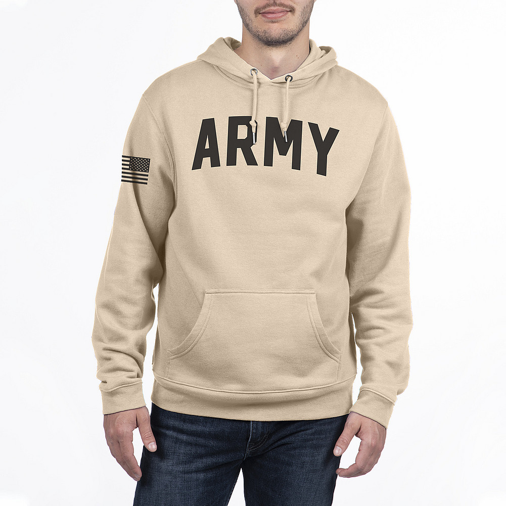 US Army Armed Forces Military Hooded Sweatshirt Sand