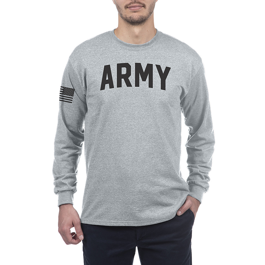 US Army Armed Forces Military Long Sleeve Tshirt Gray