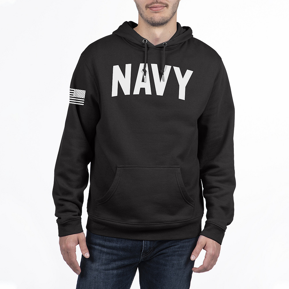 US Navy Armed Forces Military Hooded Sweatshirt Black