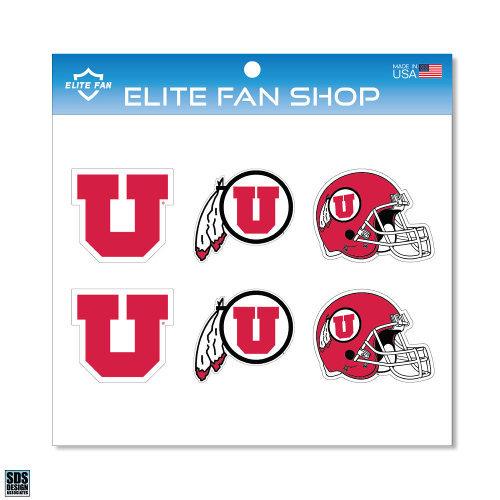 Utah Utes 3 Vinyl Decal 6 Pack