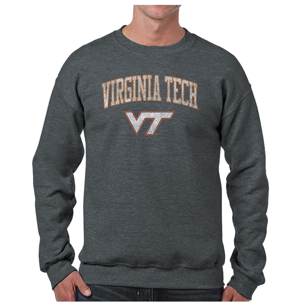 Virginia Tech Hokies Vintage Crewneck Sweatshirt Charcoal Victory