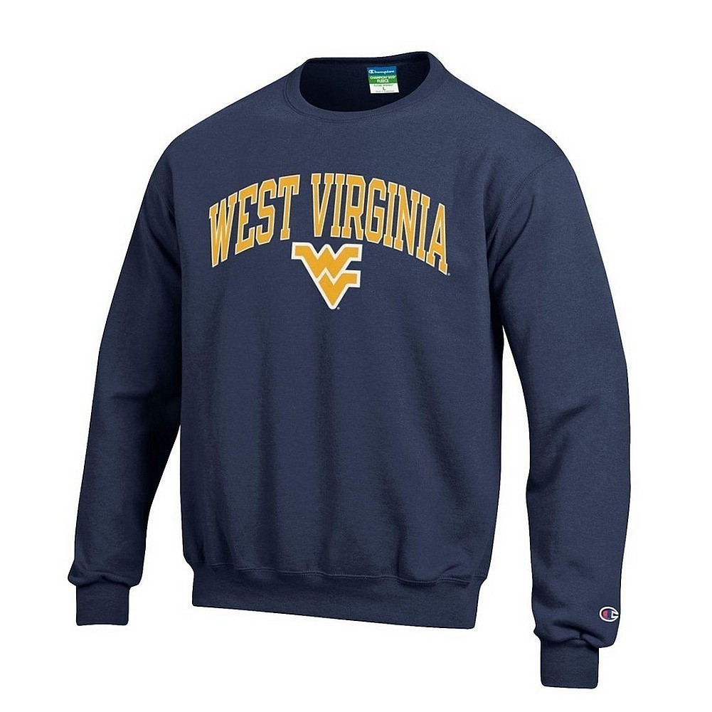 West Virginia Mountaineers Crewneck Sweatshirt Varsity Navy Arch Over