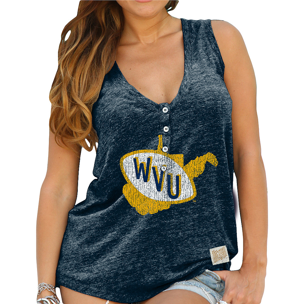 West Virginia Mountaineers Womens Relaxed Henley Tank Top CWVU100C_RB1710M_STN