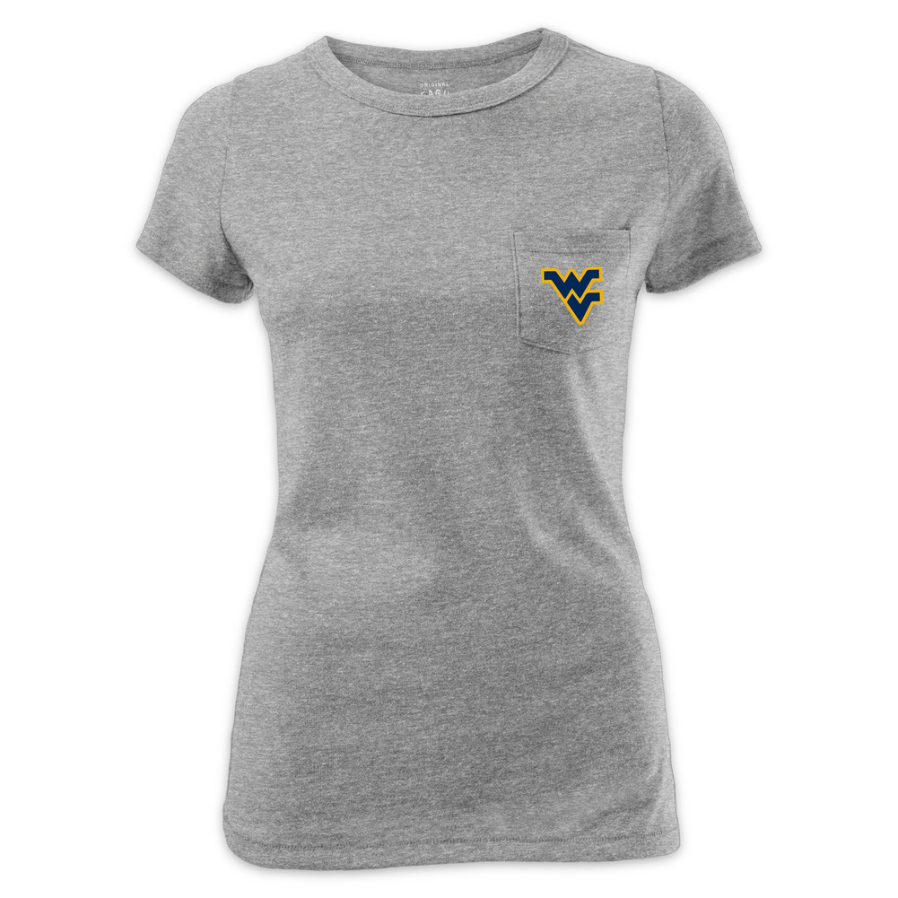 Wvu West Virginia Mountaineers Women S Pocket Tshirt Gray R11 99506