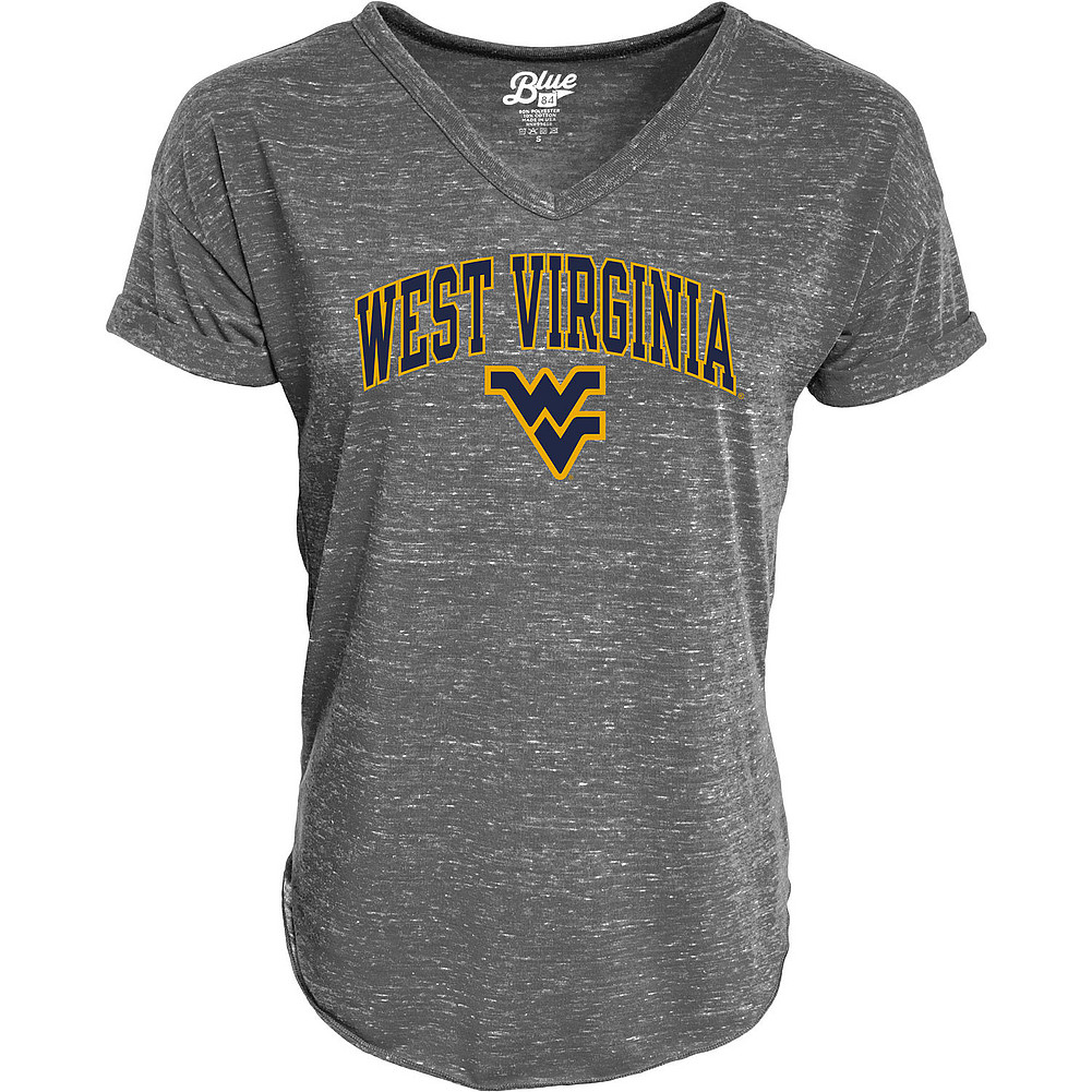 Wvu West Virginia Mountaineers Womens Vneck Tshirt Charcoal C73b Jcnrv