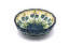Ceramika Artystyczna Polish Pottery Bowl - Shallow Scalloped - Small - Blue Spring Daisy