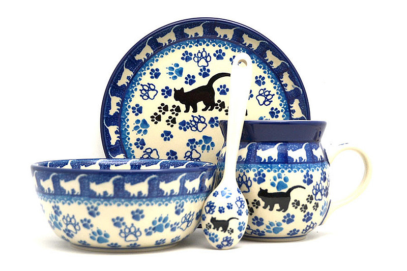 Ceramika Artystyczna Polish Pottery 4-pc. Little Ones Set - Boo Boo Kitty S26-1771a (Ceramika Artystyczna)
