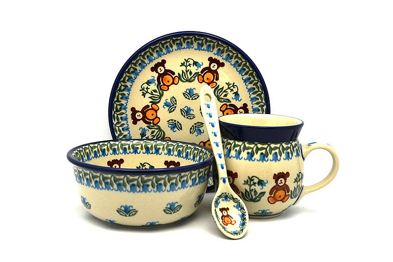 Ceramika Artystyczna Polish Pottery 4-pc. Little Ones Set - Brown Bear S27-1137a (Ceramika Artystyczna)