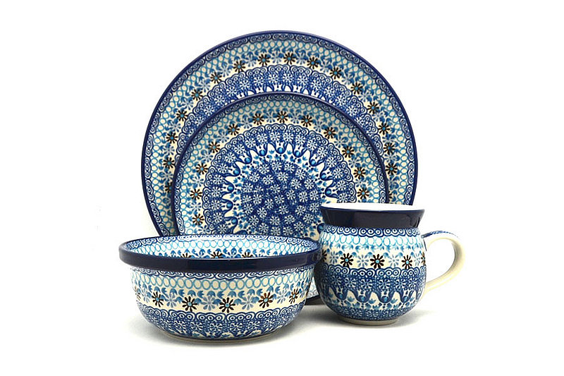 Ceramika Artystyczna Polish Pottery 4-pc. Place Setting with Standard Bowl - Blue Yonder S25-2187a (Ceramika Artystyczna)