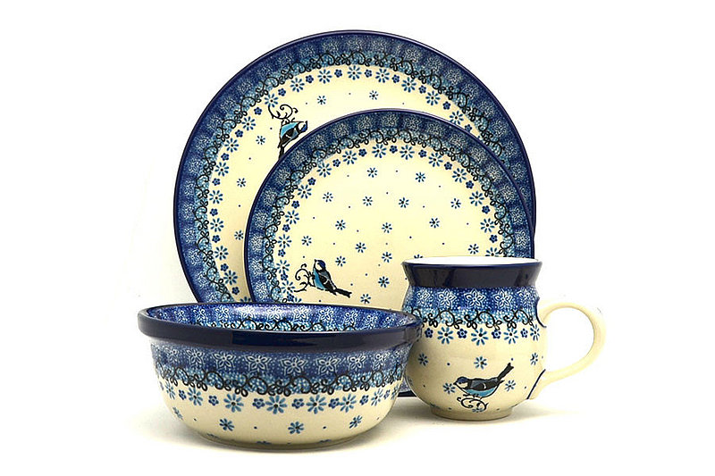 Ceramika Artystyczna Polish Pottery 4-pc. Place Setting with Standard Bowl - Bluebird S25-2529a (Ceramika Artystyczna)