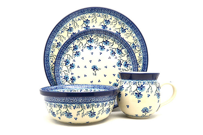 Ceramika Artystyczna Polish Pottery 4-pc. Place Setting with Standard Bowl - Clover Field S25-2524a (Ceramika Artystyczna)
