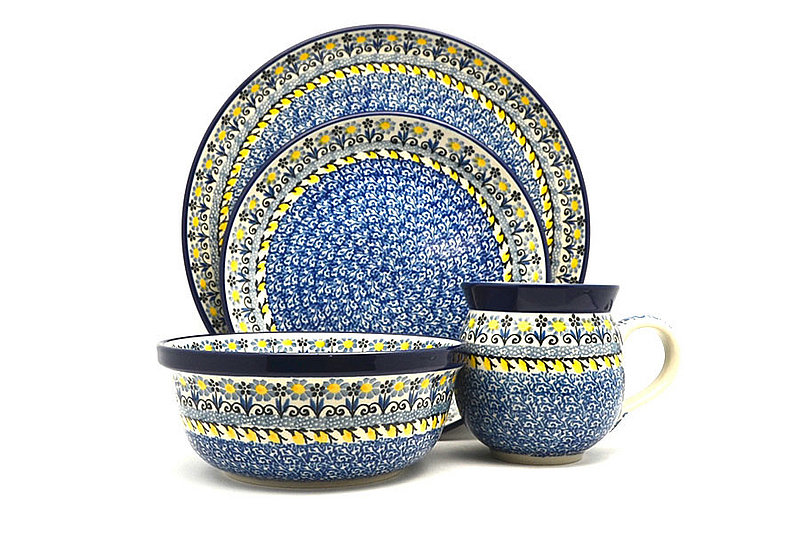 Ceramika Artystyczna Polish Pottery 4-pc. Place Setting with Standard Bowl - Daisy Maize S25-2178a (Ceramika Artystyczna)