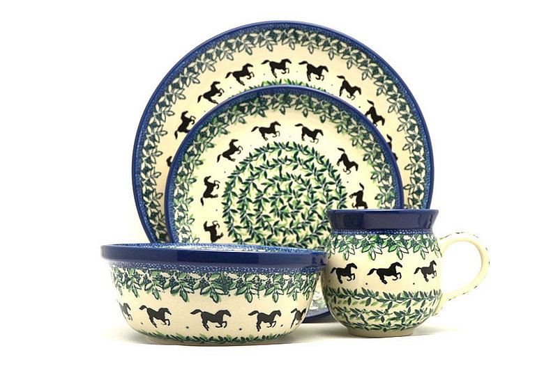 Polish Pottery 4-pc. Place Setting with Standard Bowl - Dark Horse