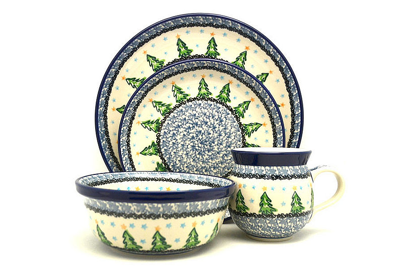 Ceramika Artystyczna Polish Pottery 4-pc. Place Setting with Standard Bowl - Evergreens S25-1719a (Ceramika Artystyczna)