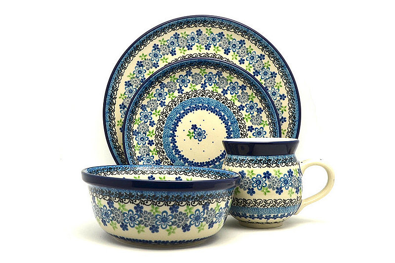 Polish Pottery 4-pc. Place Setting with Standard Bowl - Flower Works