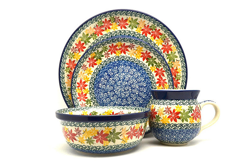 Ceramika Artystyczna Polish Pottery 4-pc. Place Setting with Standard Bowl - Maple Harvest S25-2533a (Ceramika Artystyczna)