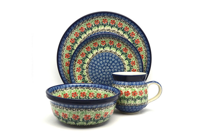 Ceramika Artystyczna Polish Pottery 4-pc. Place Setting with Standard Bowl - Maraschino S25-1916a (Ceramika Artystyczna)