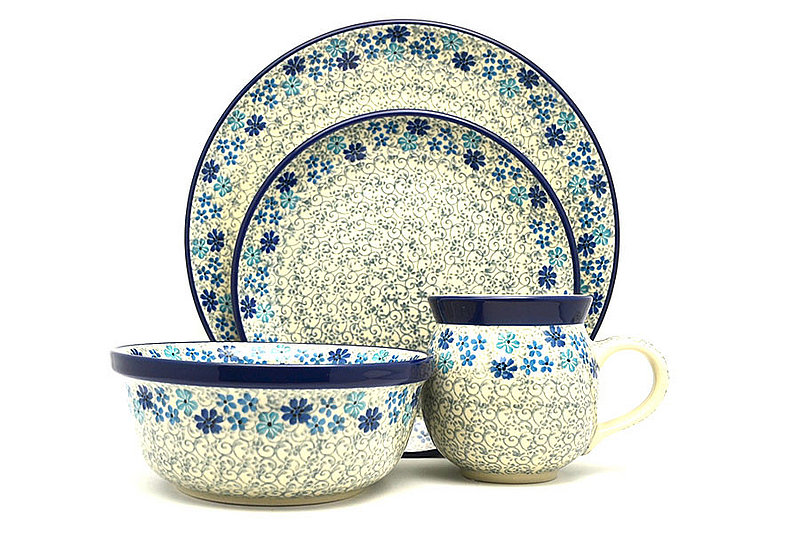 Ceramika Artystyczna Polish Pottery 4-pc. Place Setting with Standard Bowl - Sea Blossom S25-2612a (Ceramika Artystyczna)