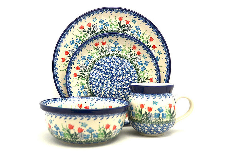 Ceramika Artystyczna Polish Pottery 4-pc. Place Setting with Standard Bowl - Tulip Horizon S25-2903a (Ceramika Artystyczna)