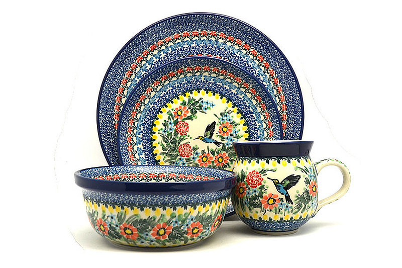 Ceramika Artystyczna Polish Pottery 4-pc. Place Setting with Standard Bowl - Unikat Signature - U3357 S25-U3357 (Ceramika Artystyczna)