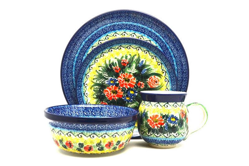 Ceramika Artystyczna Polish Pottery 4-pc. Place Setting with Standard Bowl - Unikat Signature - U4610 S25-U4610 (Ceramika Artystyczna)