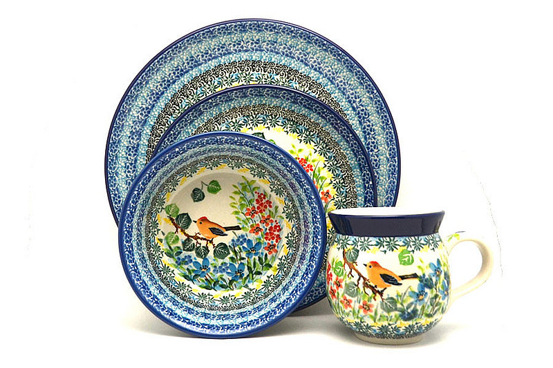 Ceramika Artystyczna Polish Pottery 4-pc. Place Setting with Standard Bowl - Unikat Signature - U5098 S25-U5098 (Ceramika Artystyczna)