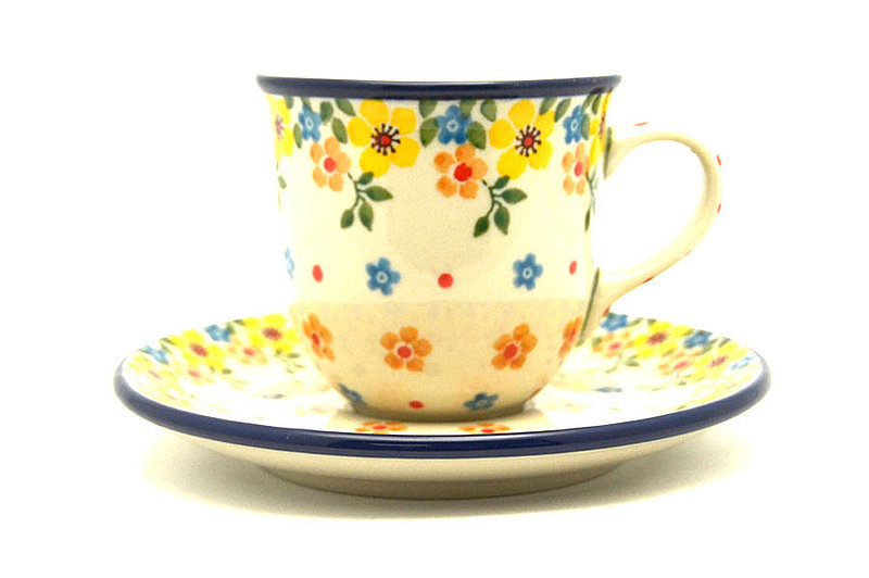Ceramika Artystyczna Polish Pottery 6 oz. Cup & Saucer - Buttercup 775-2225a (Ceramika Artystyczna)