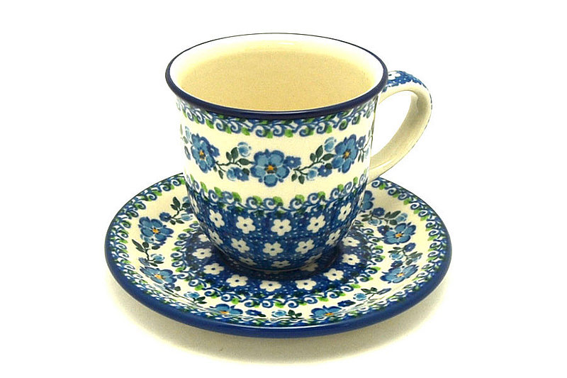 Ceramika Artystyczna Polish Pottery 8 oz. Cup & Saucer - Calico B66-2251a (Ceramika Artystyczna)