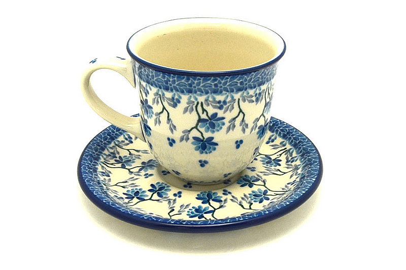 Ceramika Artystyczna Polish Pottery 8 oz. Cup & Saucer - Clover Field B66-2524a (Ceramika Artystyczna)