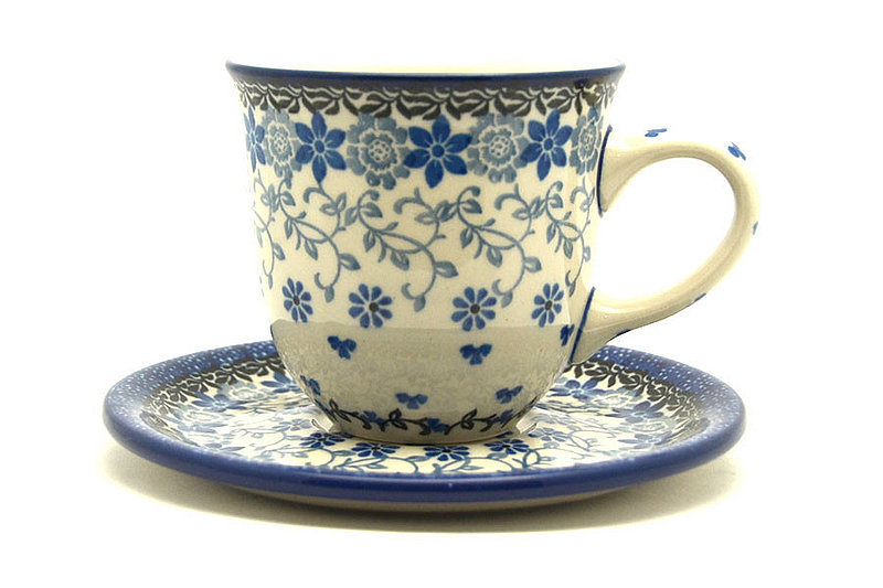 Ceramika Artystyczna Polish Pottery 8 oz. Cup & Saucer - Silver Lace B66-2158a (Ceramika Artystyczna)