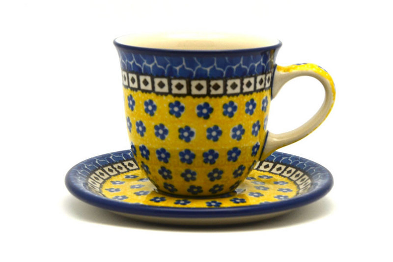 Ceramika Artystyczna Polish Pottery 8 oz. Cup & Saucer - Sunburst B66-859a (Ceramika Artystyczna)