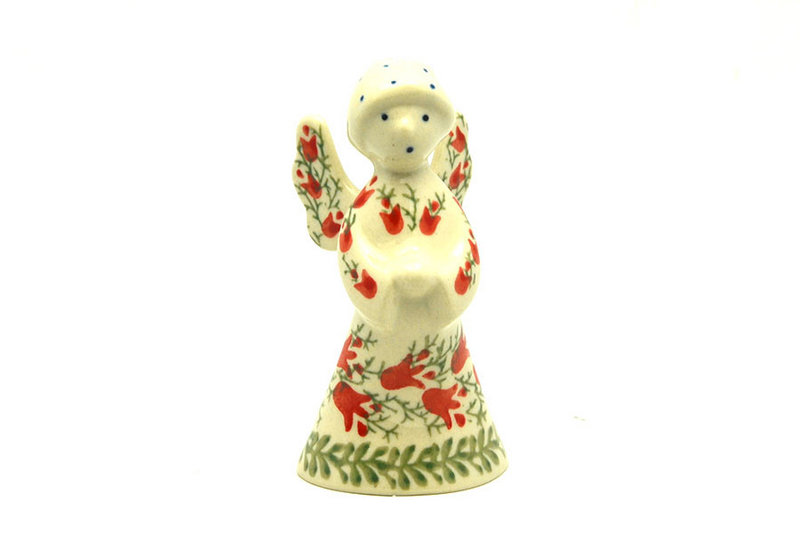 Ceramika Artystyczna Polish Pottery Angel Figurine - Small - Crimson Bells C66-1437a (Ceramika Artystyczna)