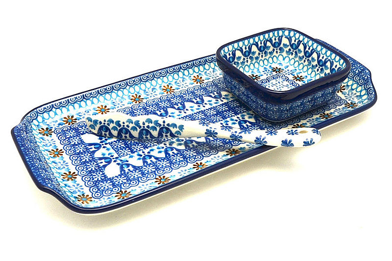 Ceramika Artystyczna Polish Pottery Appetizer Serving Set - Blue Yonder S41-2187a (Ceramika Artystyczna)