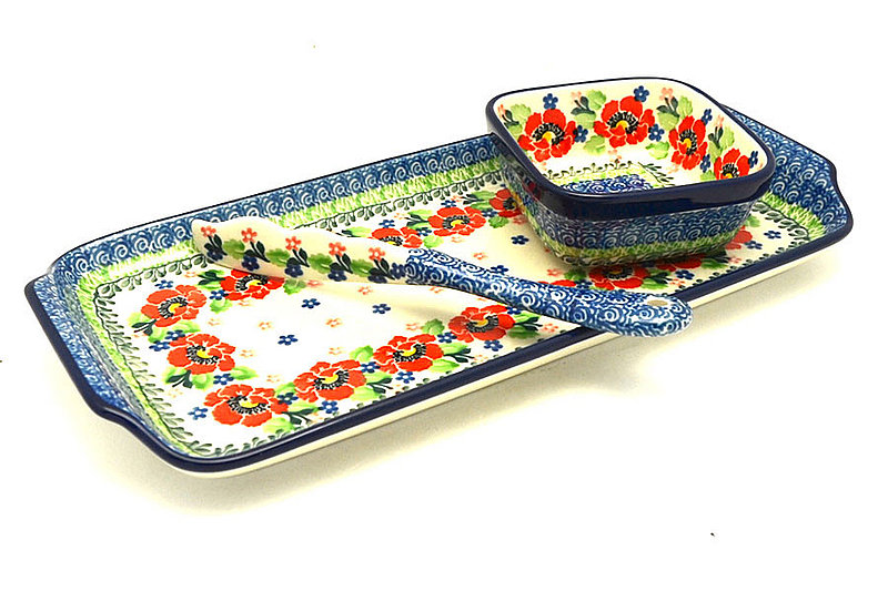 Ceramika Artystyczna Polish Pottery Appetizer Serving Set - Danish Garden S41-3219a (Ceramika Artystyczna)